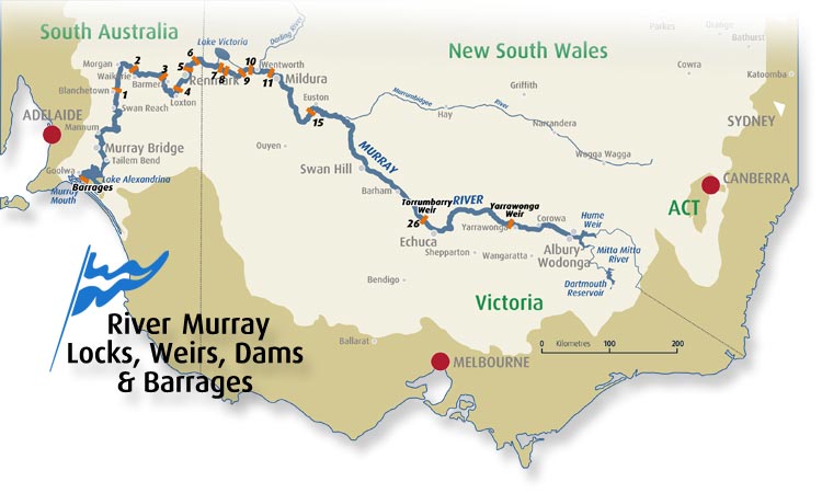 Murray River Locks, Weirs, Dams and Barrages